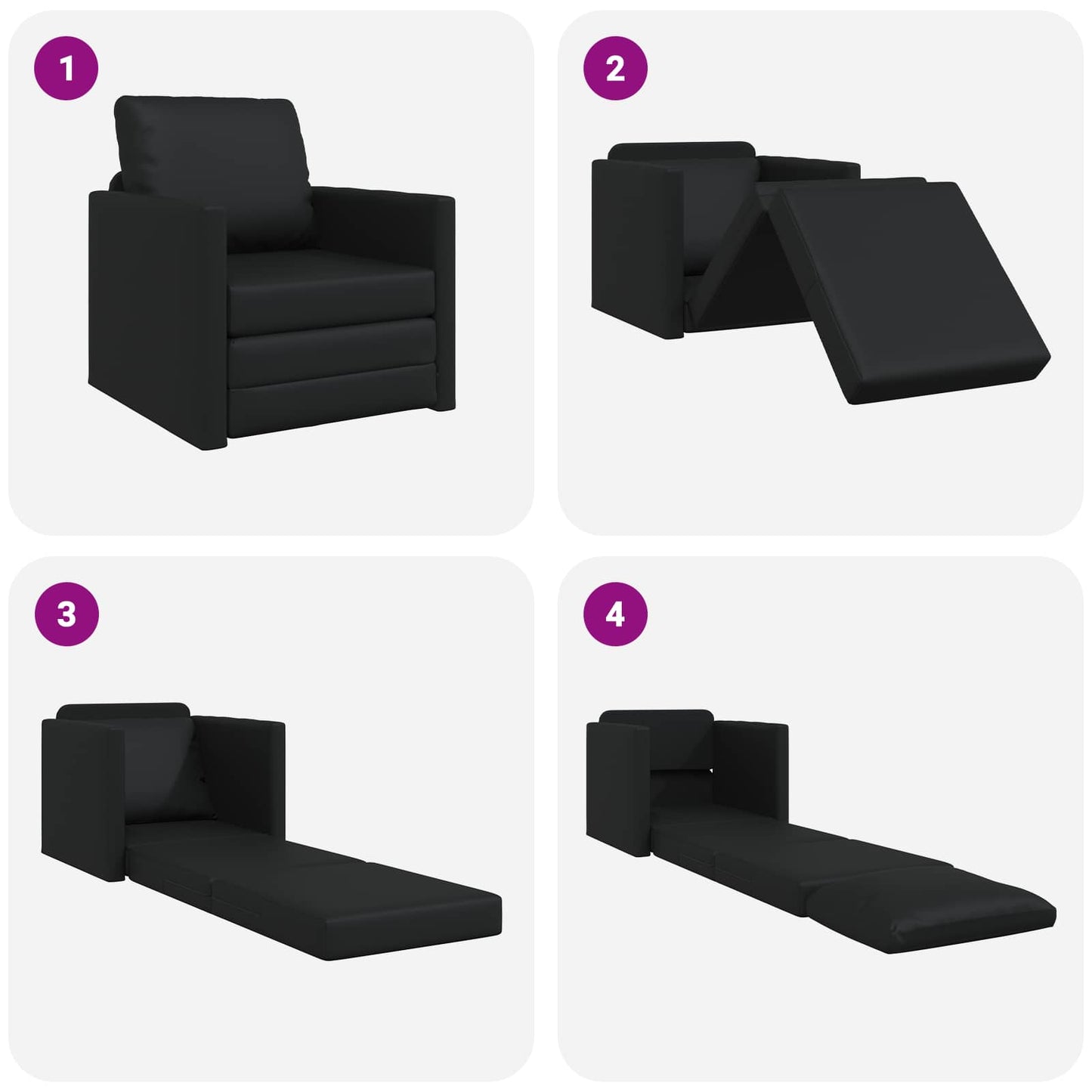 vidaXL Canapé-lit 60 cm noir similicuir