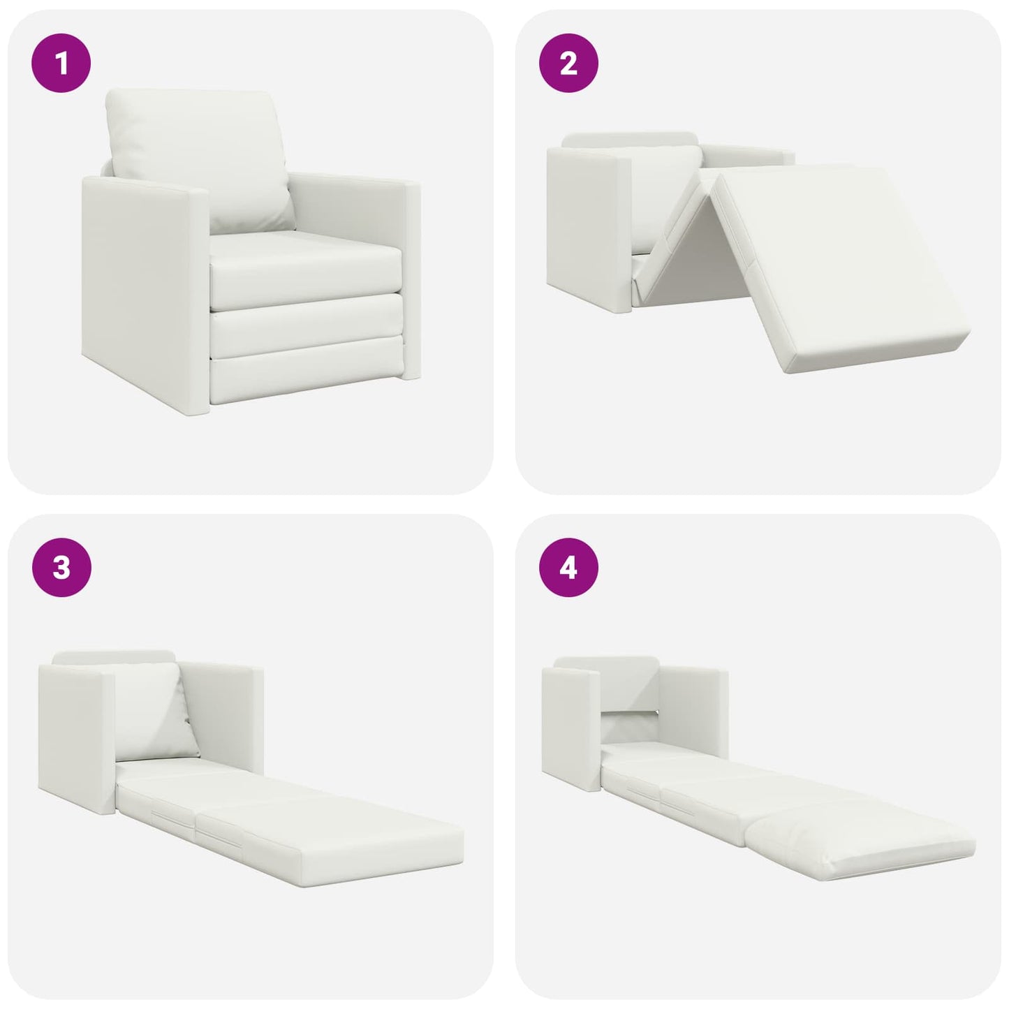 vidaXL Canapé-lit 60cm Blanc Similicuir