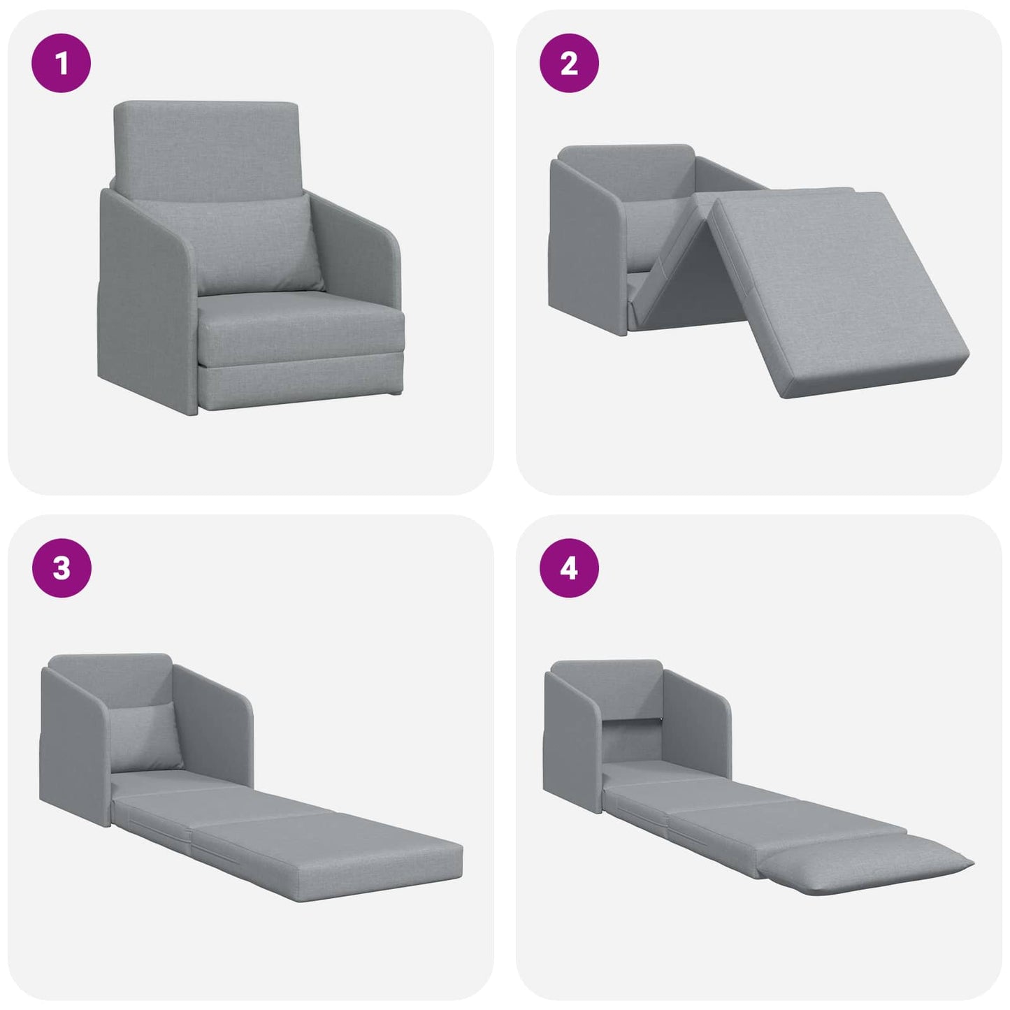 vidaXL Canapé-lit 60 cm Gris clair Tissu