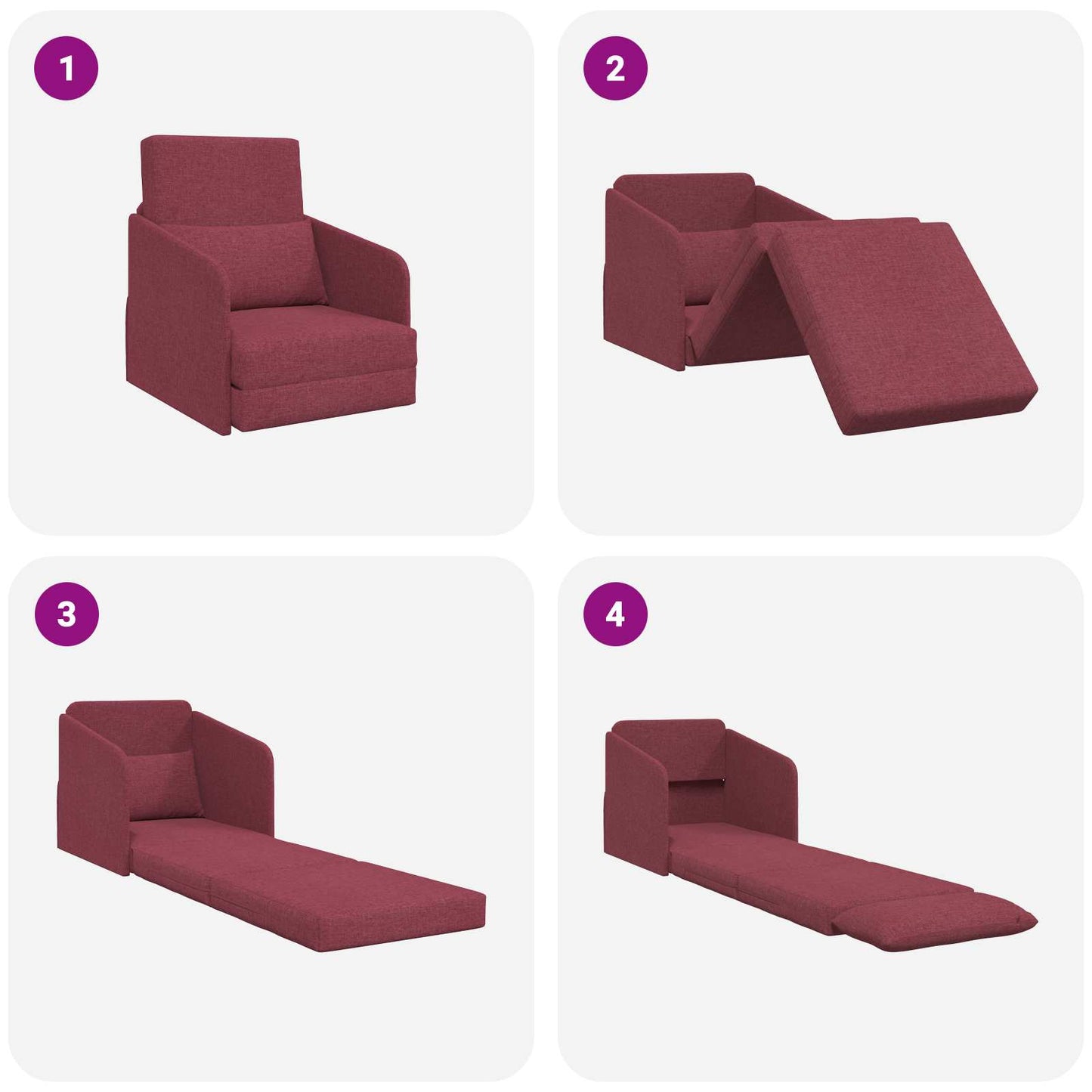 vidaXL Schlafsofa 60cm Weinrot Stoff