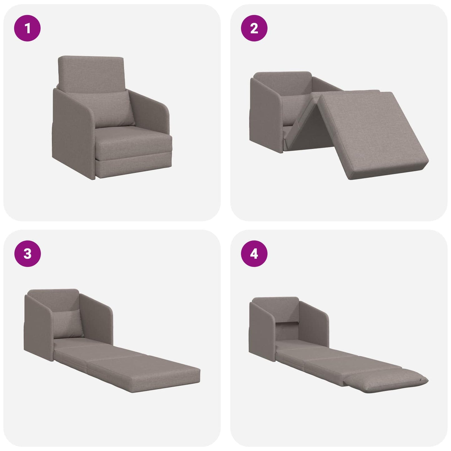 vidaXL Canapé-lit 60 cm Gris-taupe Tissu
