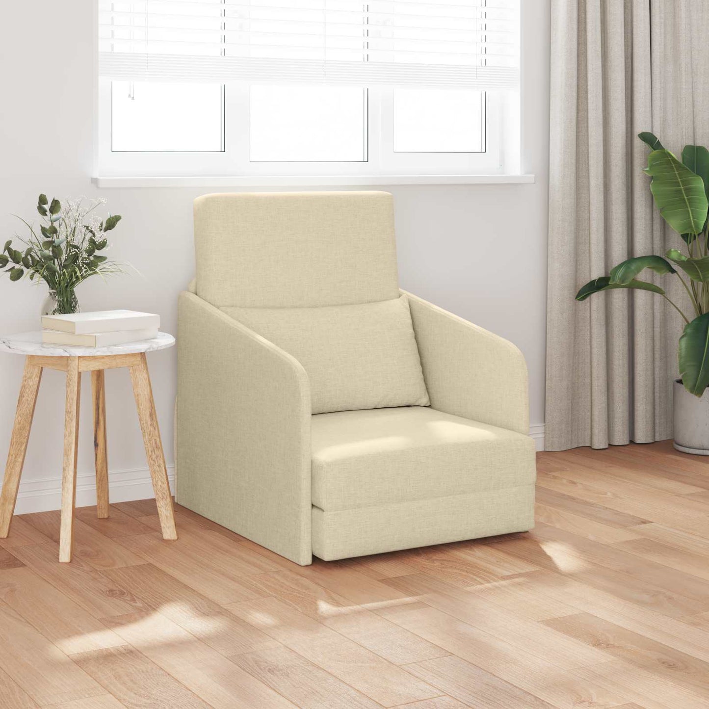 vidaXL Canapé convertible 60 cm crème en tissu