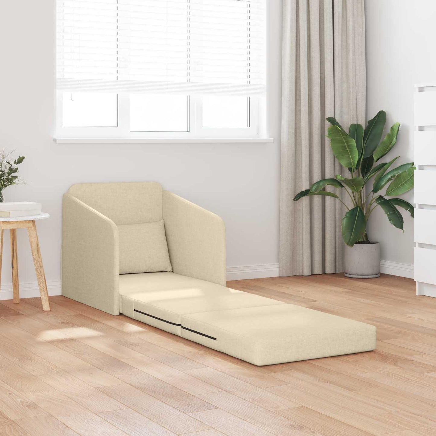 vidaXL Canapé convertible 60 cm crème en tissu