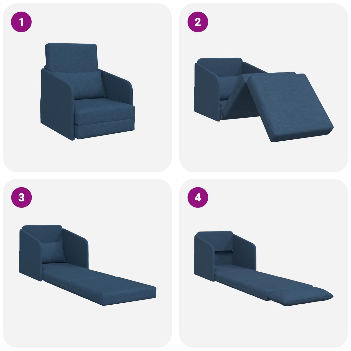 Schlafsofa 60cm Blau Stoff