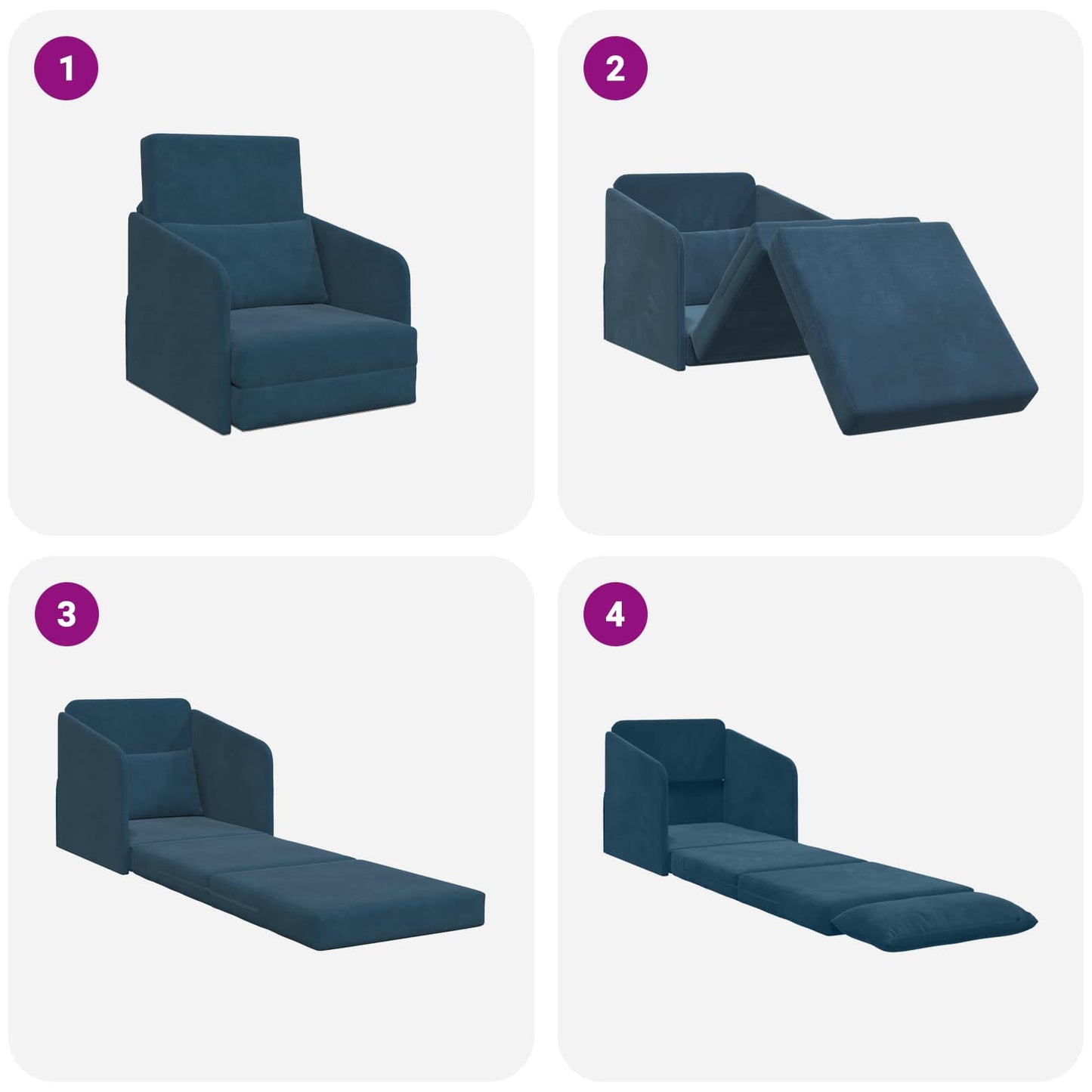 Schlafsofa Blau 65 x 80 x 83 cm Samt
