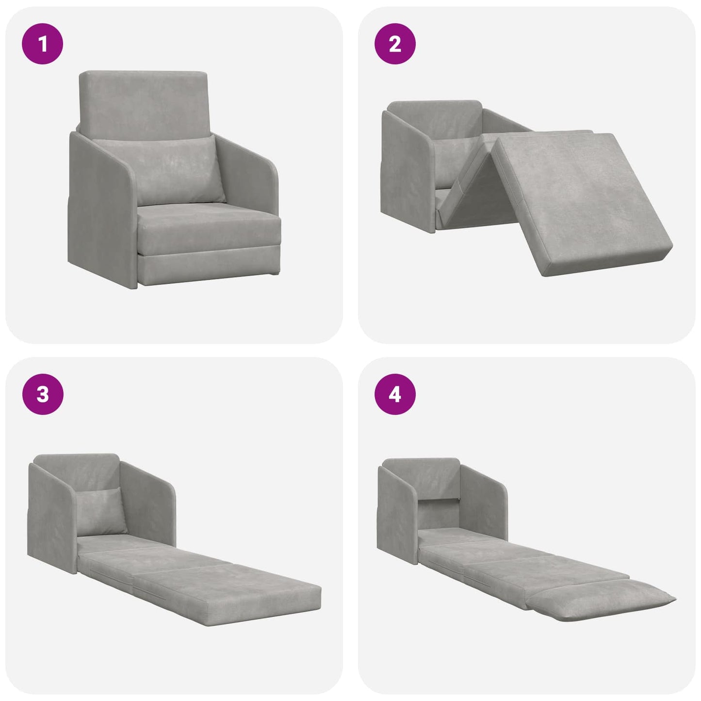 vidaXL Schlafsofa Hellgrau 65 x 80 x 83 cm Samt