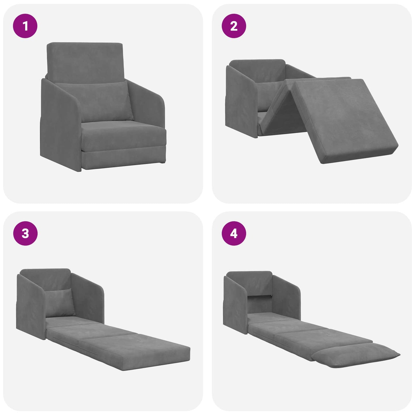 Schlafsofa Dunkelgrau 65 x 80 x 83 cm Samt