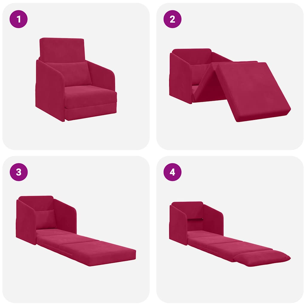 vidaXL Schlafsofa Weinrot 65 x 80 x 83 cm Samt