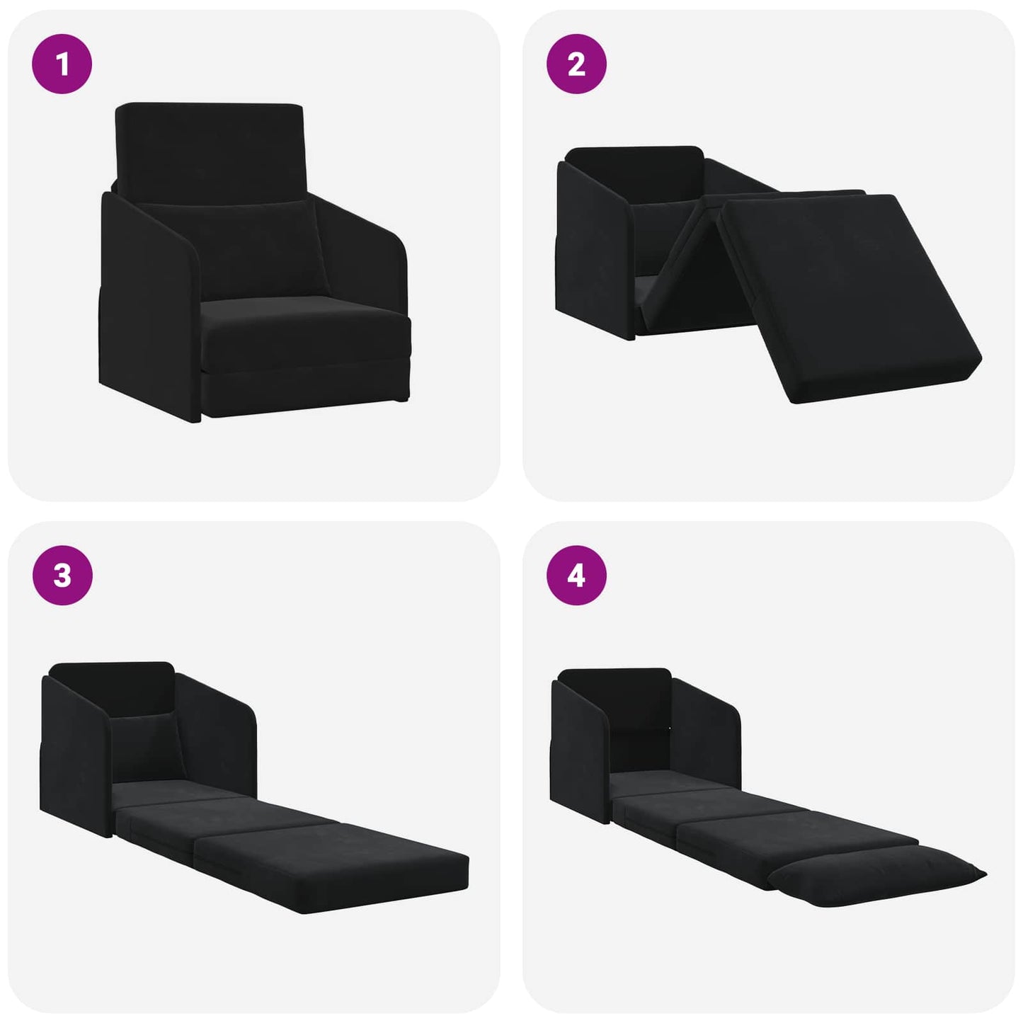 vidaXL Schlafsofa Schwarz 65 x 80 x 83 cm Samt