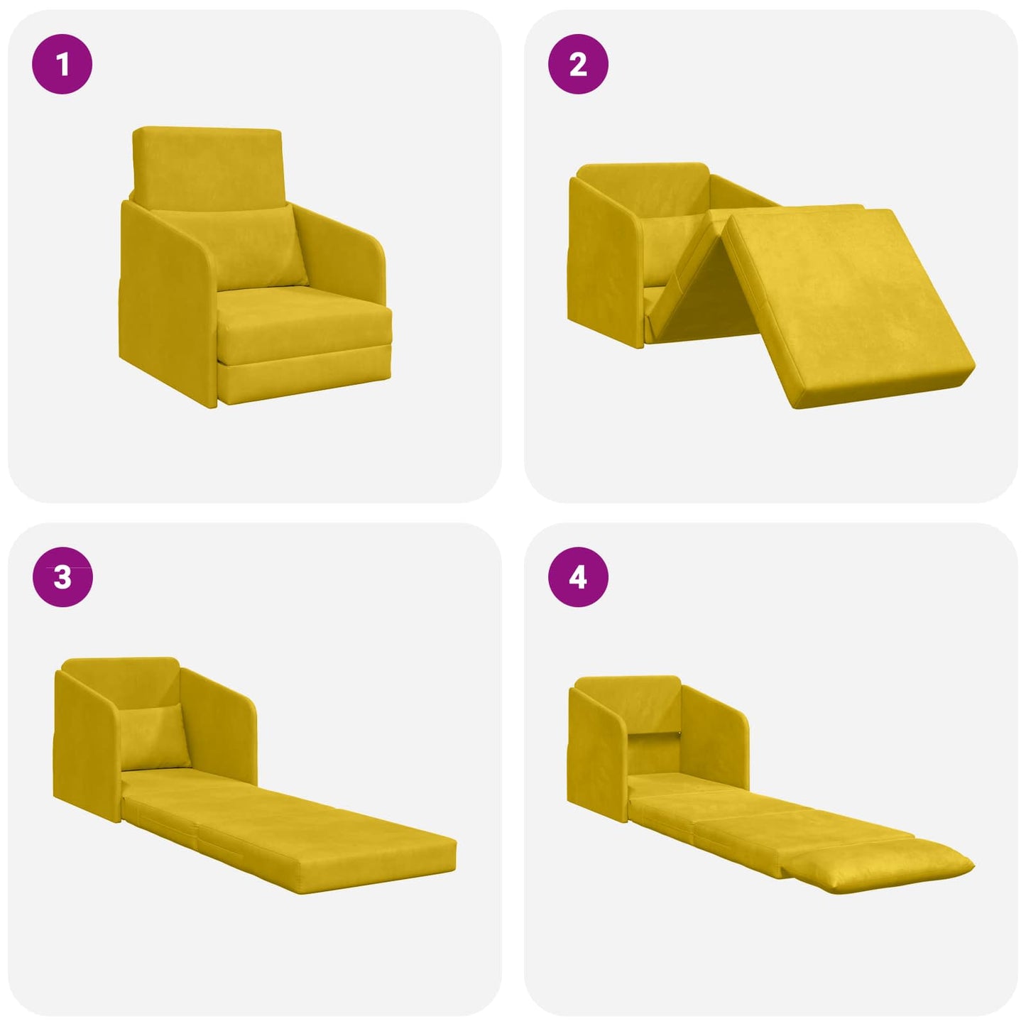 vidaXL Schlafsofa Gelb 65 x 80 x 83 cm Samt