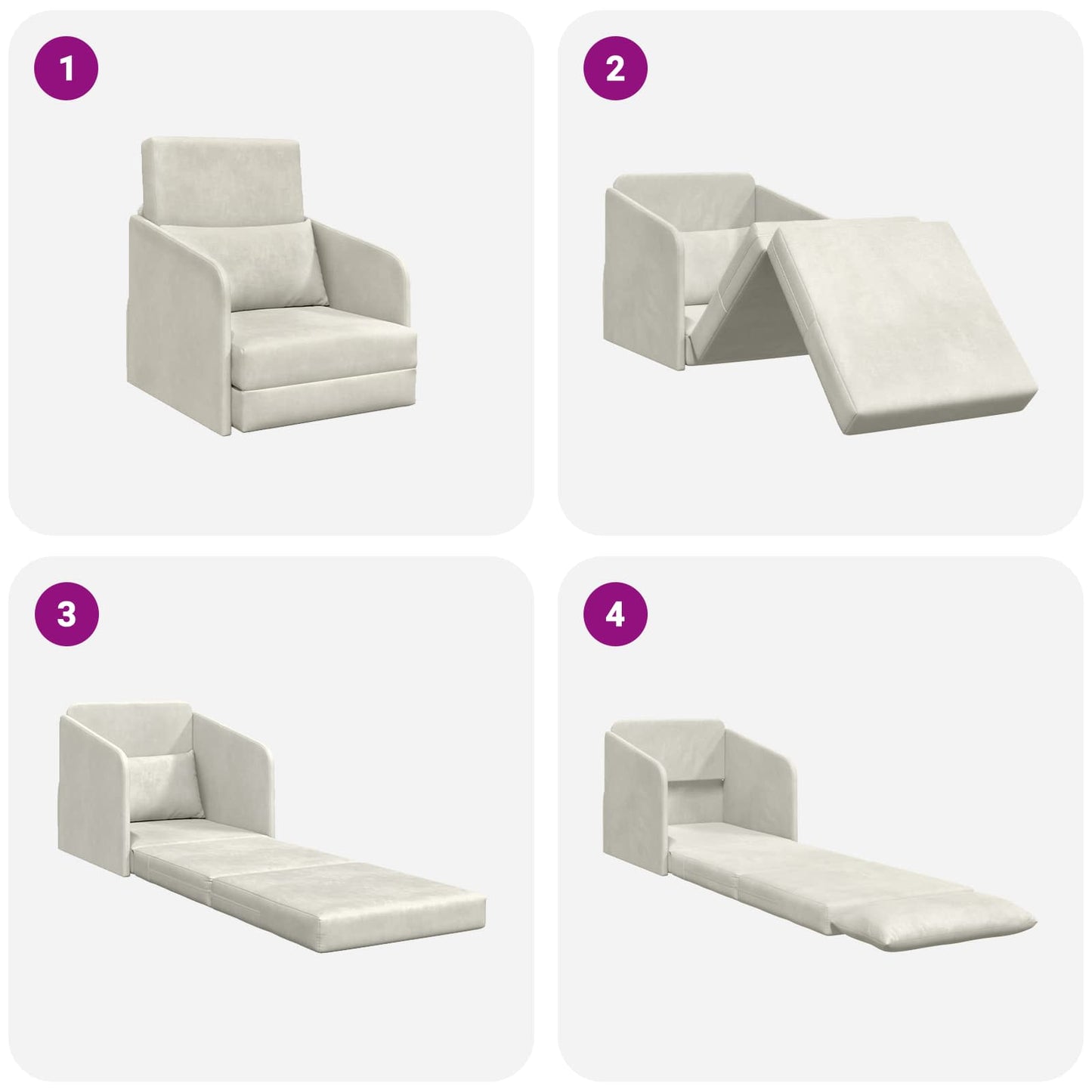 vidaXL Schlafsofa Creme 65 x 80 x 83 cm Samt