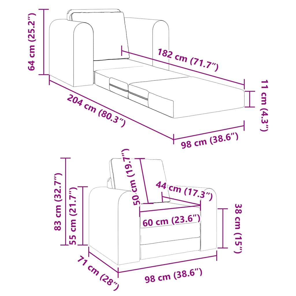 Schlafsofa Schwarz 98 x 71 x 83 cm Stoff