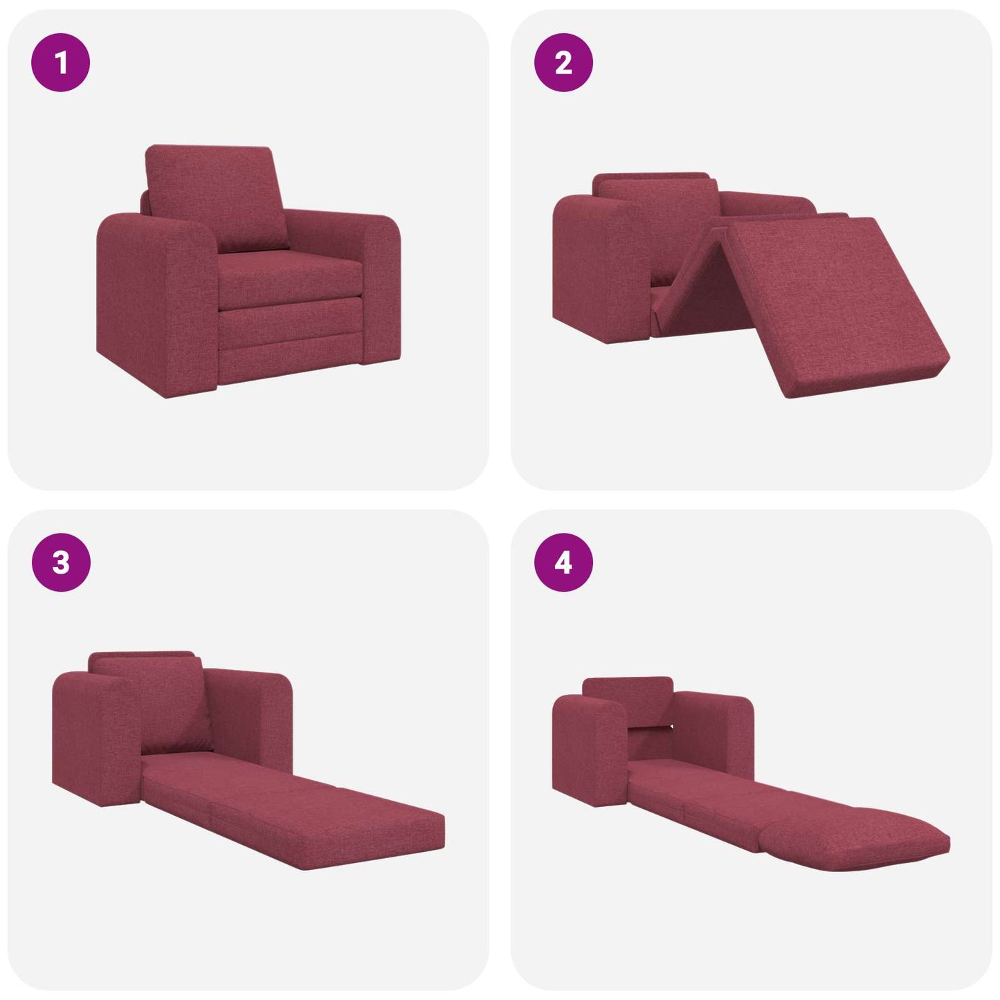 vidaXL Schlafsofa Weinrot 98 x 71 x 83 cm Stoff