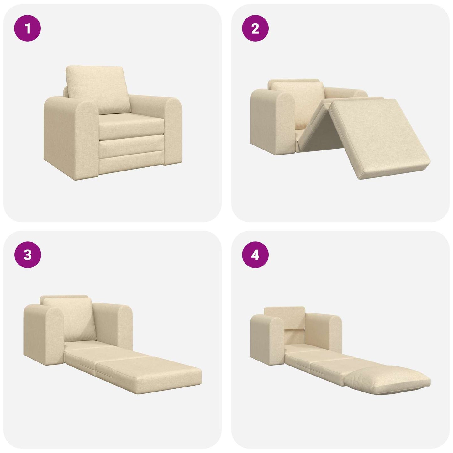 vidaXL Schlafsofa Creme 98 x 71 x 83 cm Stoff