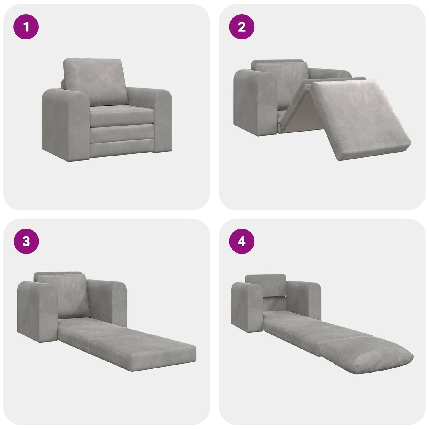 vidaXL Schlafsofa Hellgrau 98 x 71 x 83 cm Samt