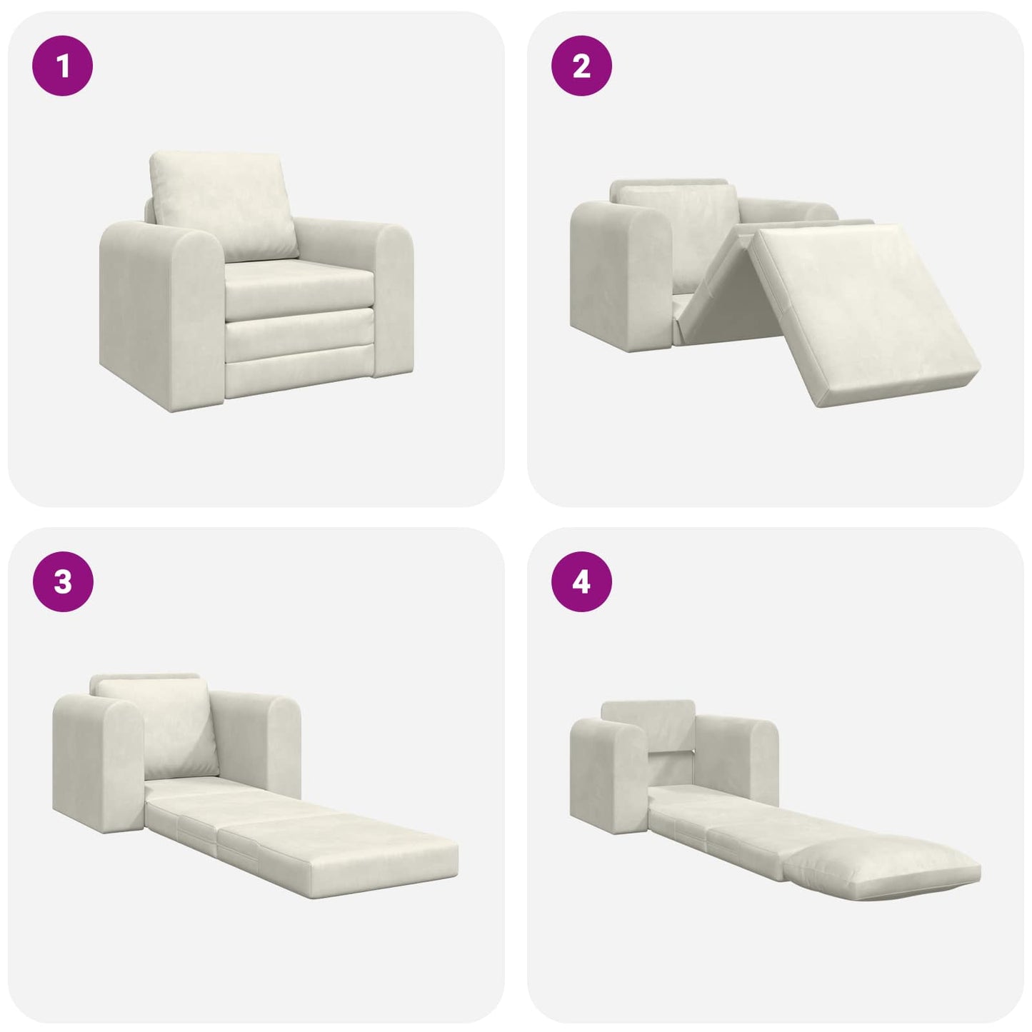 vidaXL Schlafsofa Creme 98 x 71 x 83 cm Samt