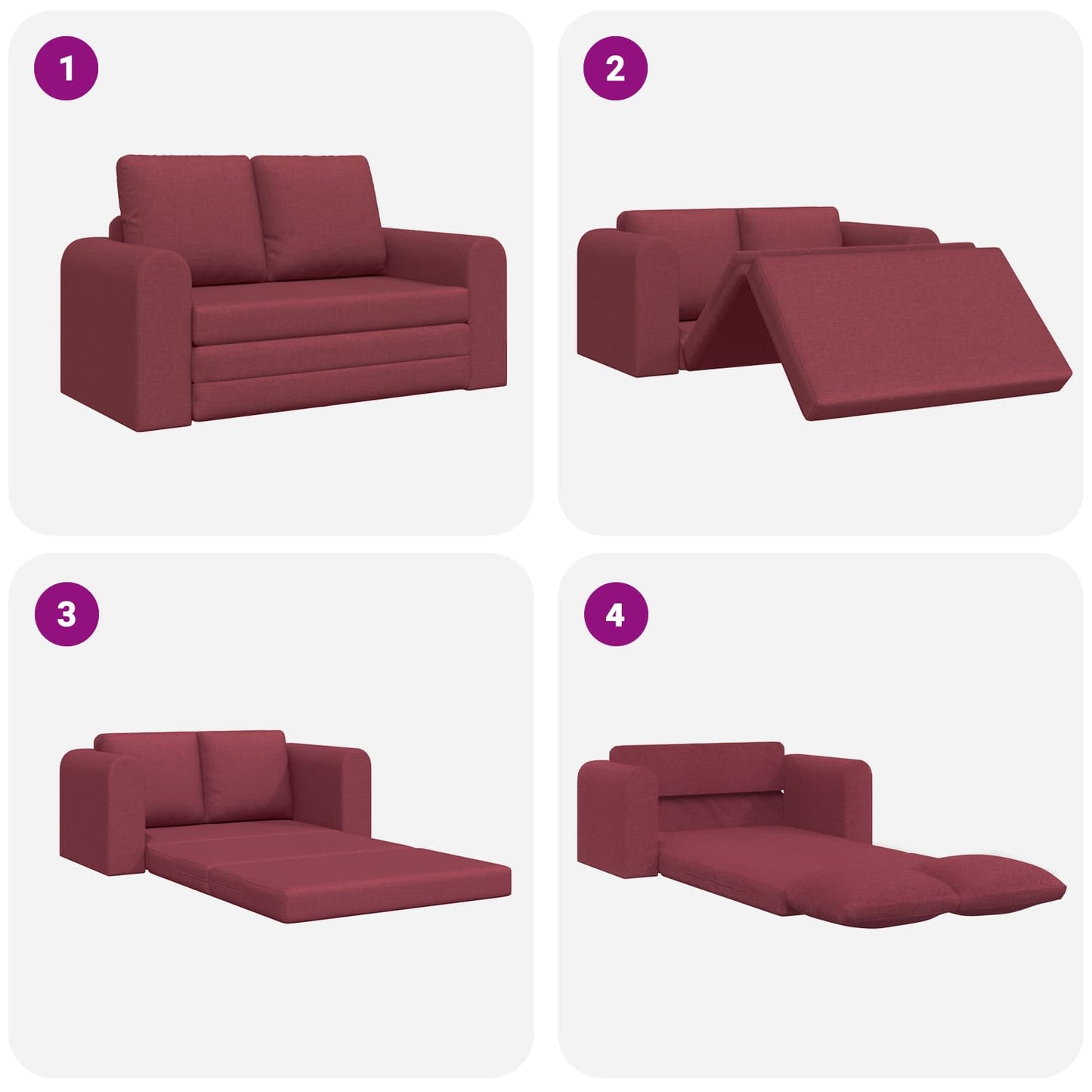 vidaXL Schlafsofa 60cm Weinrot Stoff