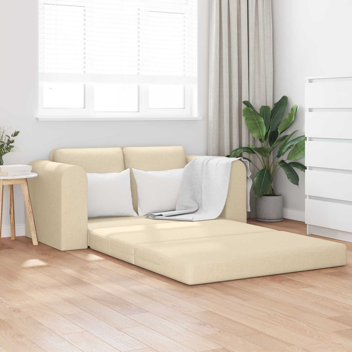 vidaXL Canapé convertible 60 cm crème en tissu
