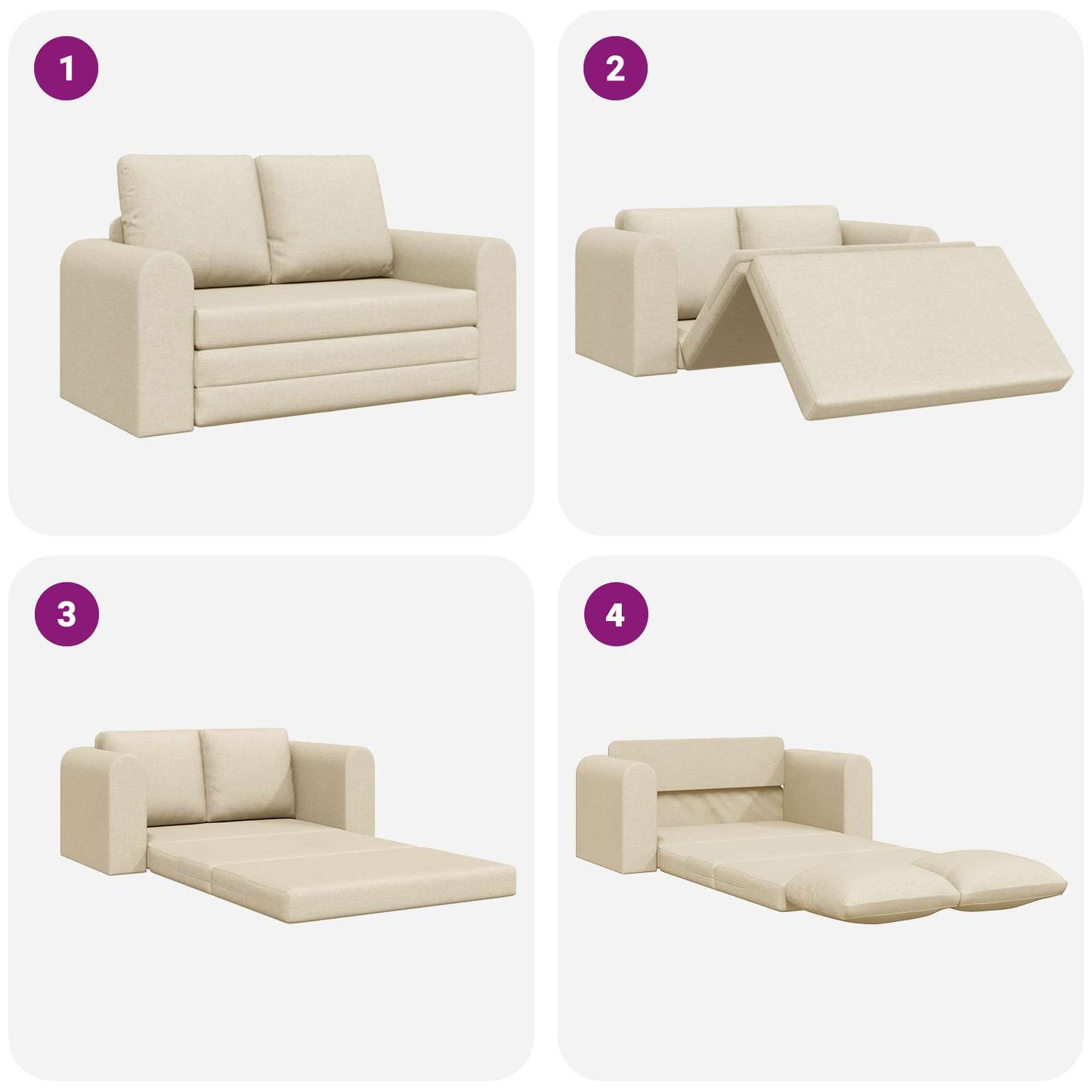 vidaXL Canapé convertible 60 cm crème en tissu