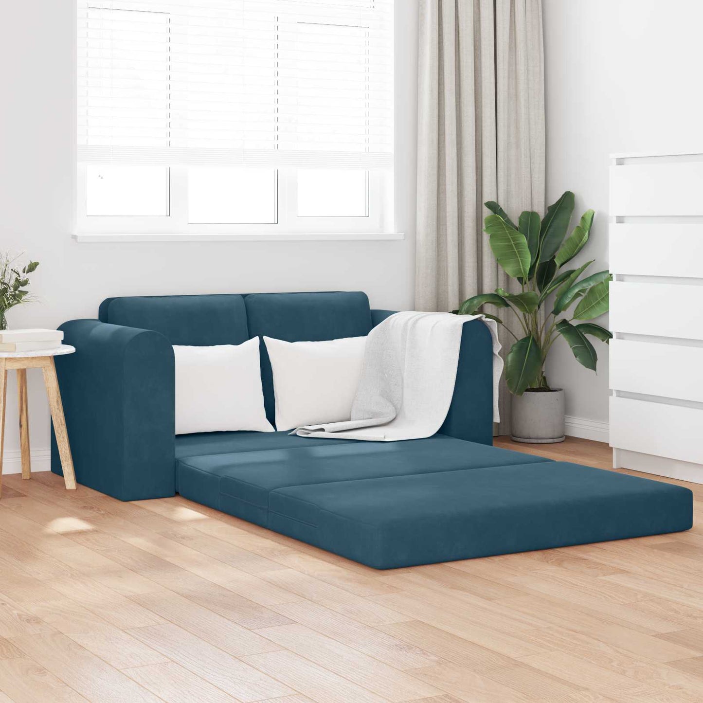 vidaXL Canapé convertible 60 cm Bleu Velours