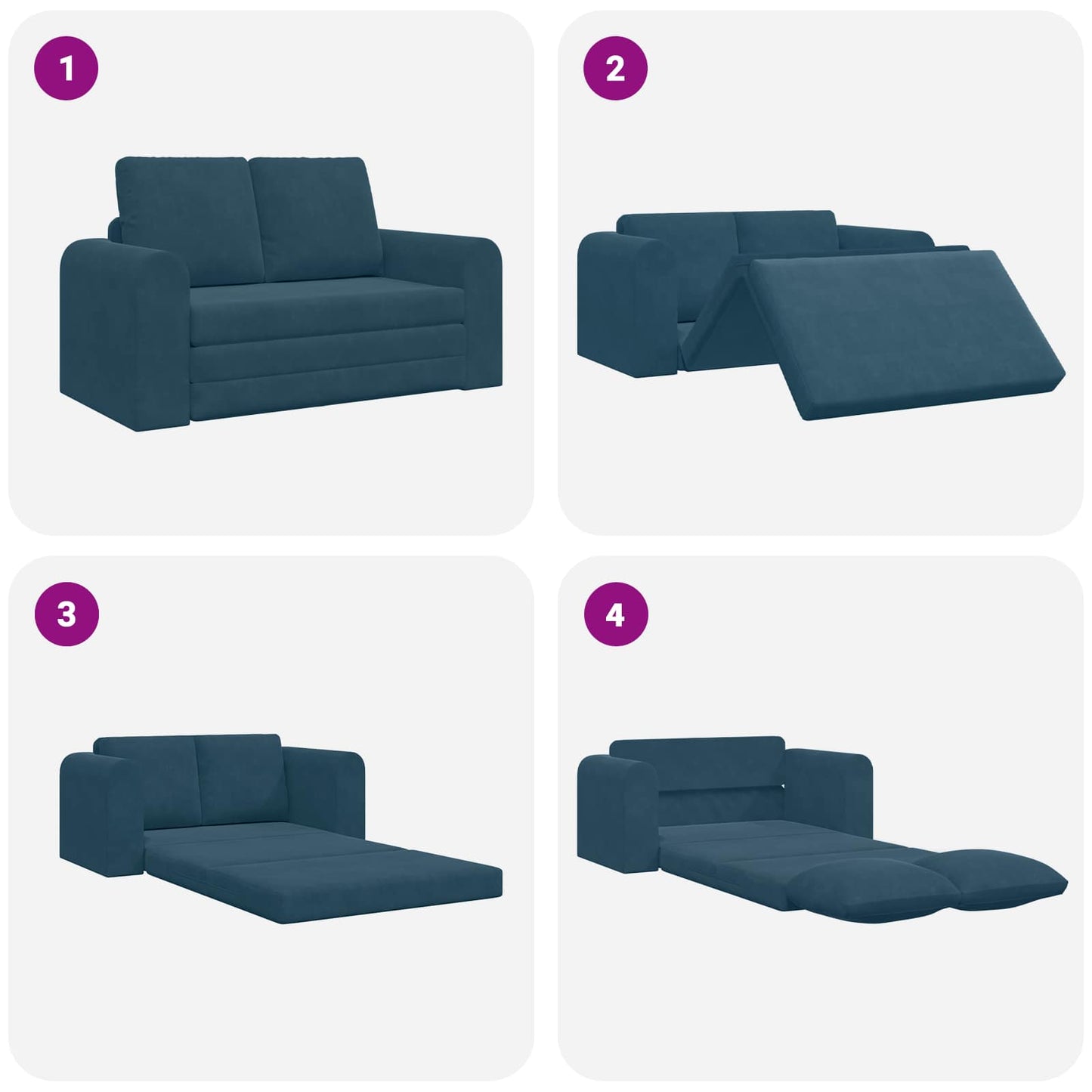 vidaXL Canapé convertible 60 cm Bleu Velours