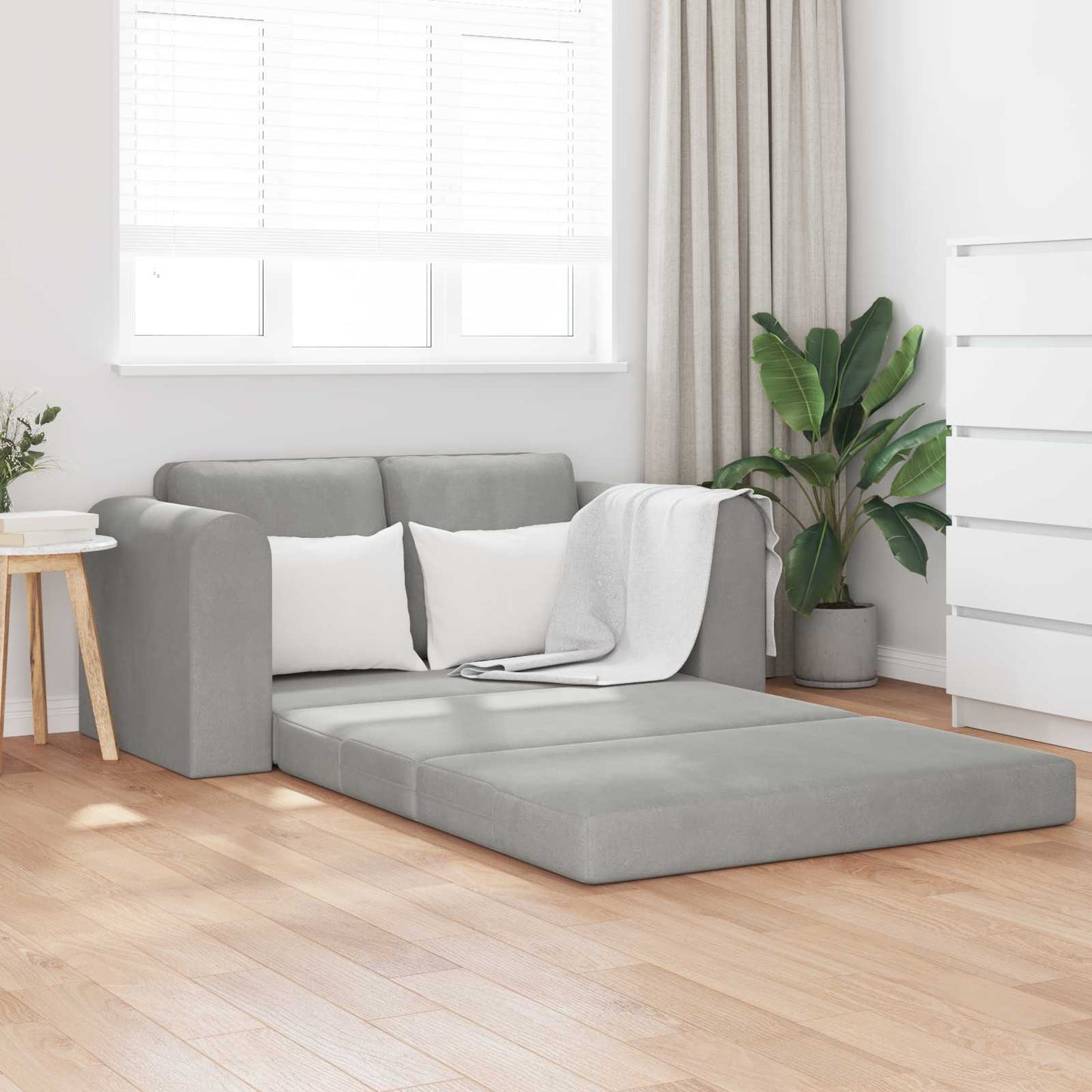 vidaXL Schlafsofa 60cm Hellgrau Samt