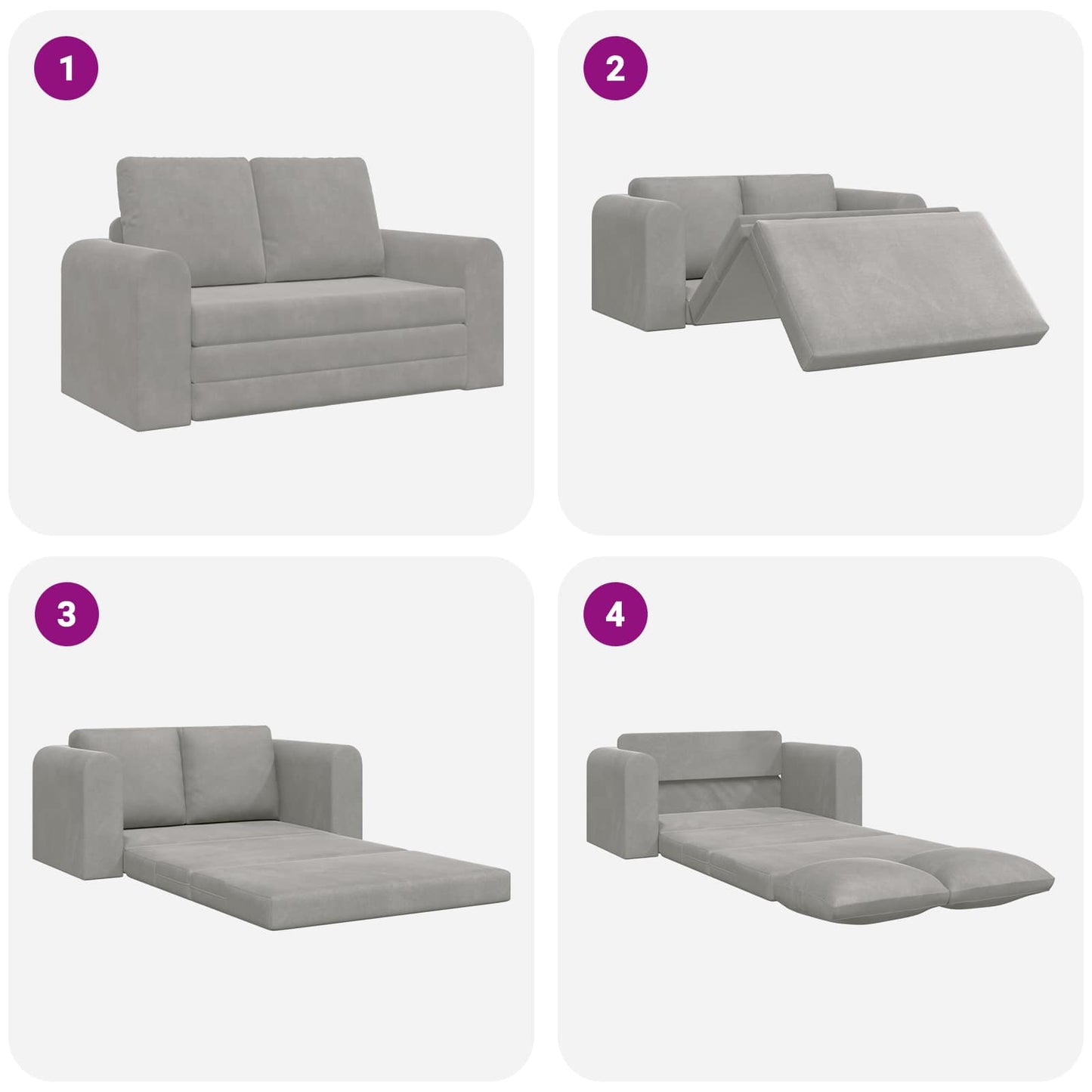 vidaXL Schlafsofa 60cm Hellgrau Samt