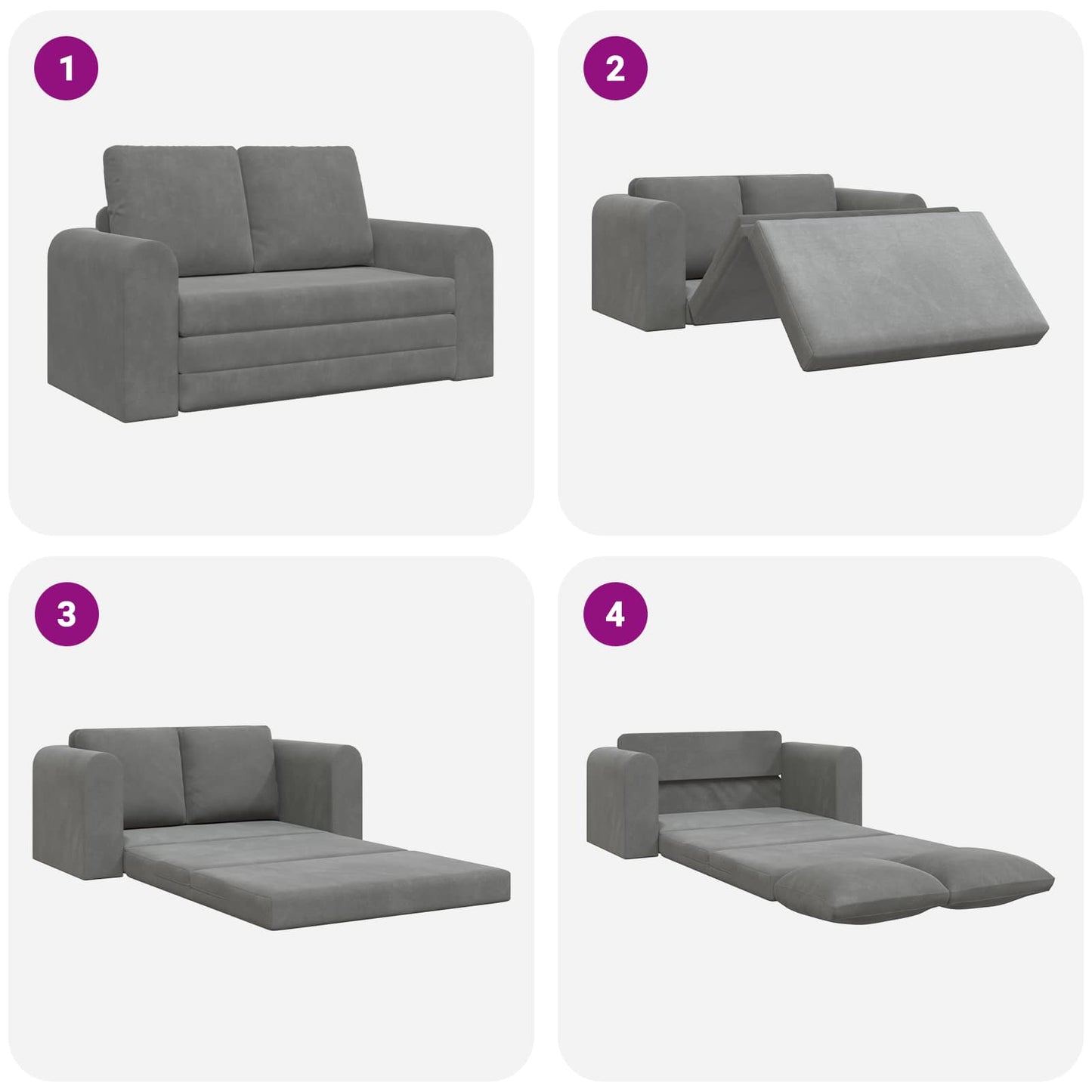 vidaXL Schlafsofa 60cm Dunkelgrau Samt
