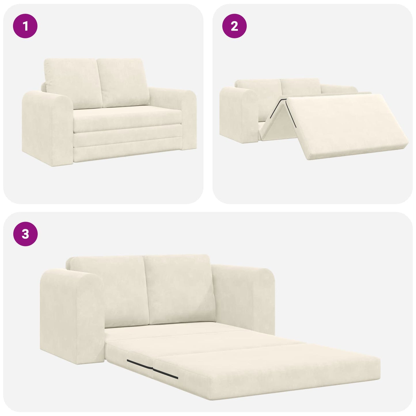 vidaXL Schlafsofa 60cm Creme Samt