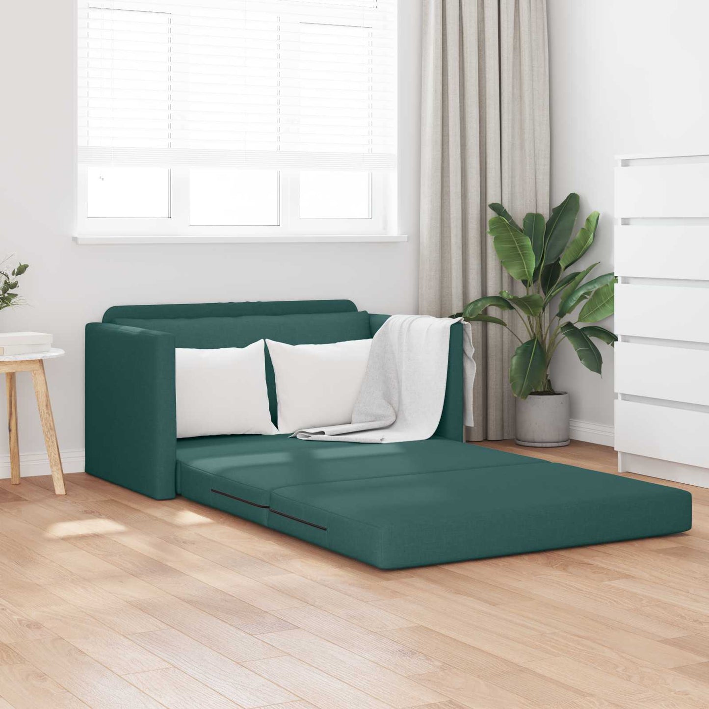 vidaXL Canapé-lit 110 cm Vert foncé Tissu