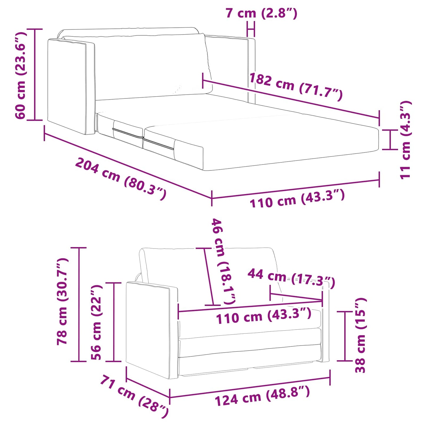 vidaXL Canapé-lit 110 cm Vert foncé Tissu
