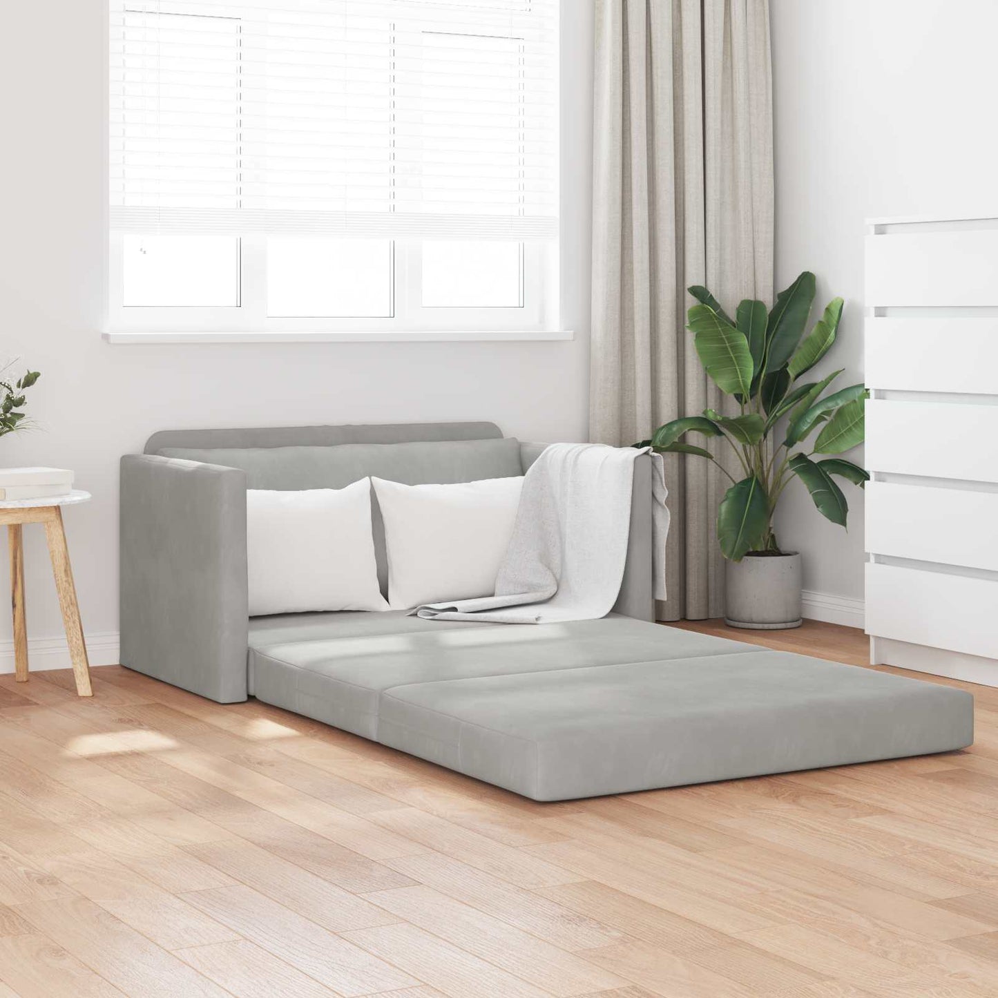 vidaXL Schlafsofa 110cm Hellgrau Samt