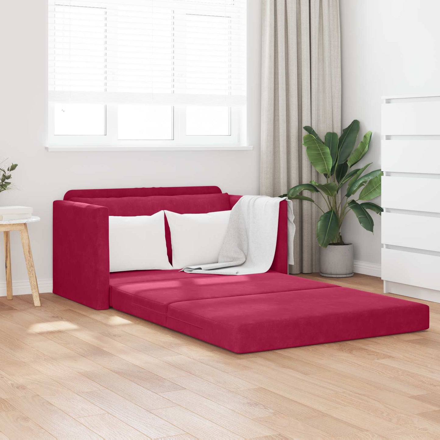 vidaXL Schlafsofa 110cm Weinrot Samt