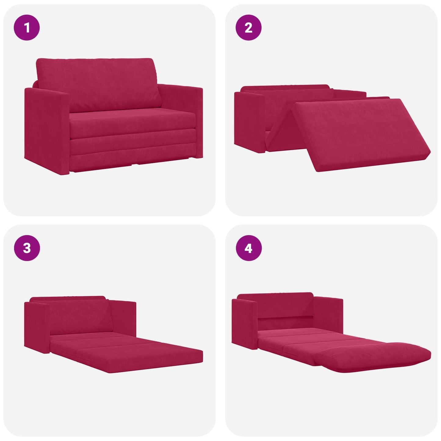 vidaXL Schlafsofa 110cm Weinrot Samt