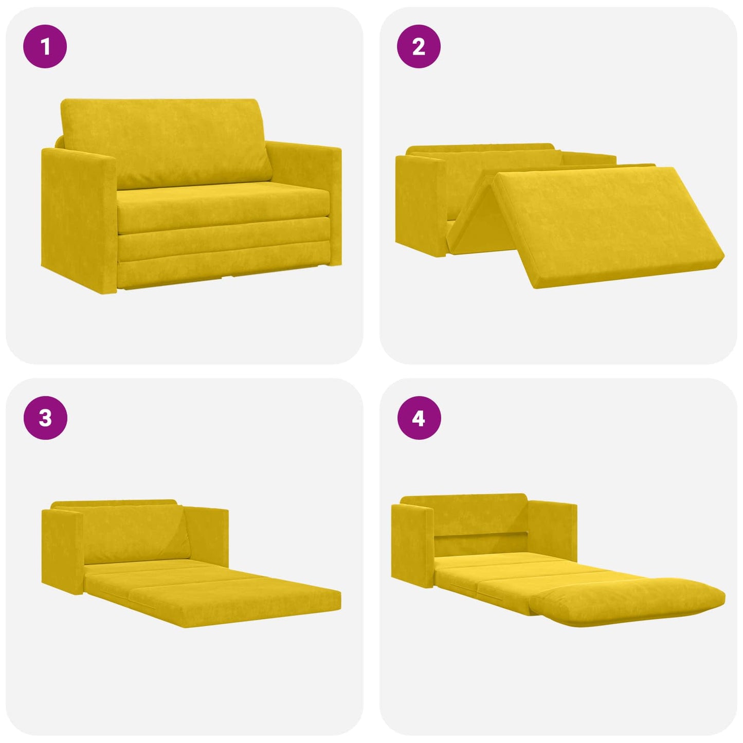vidaXL Schlafsofa 110cm Sonnenblumen Gelb Samt