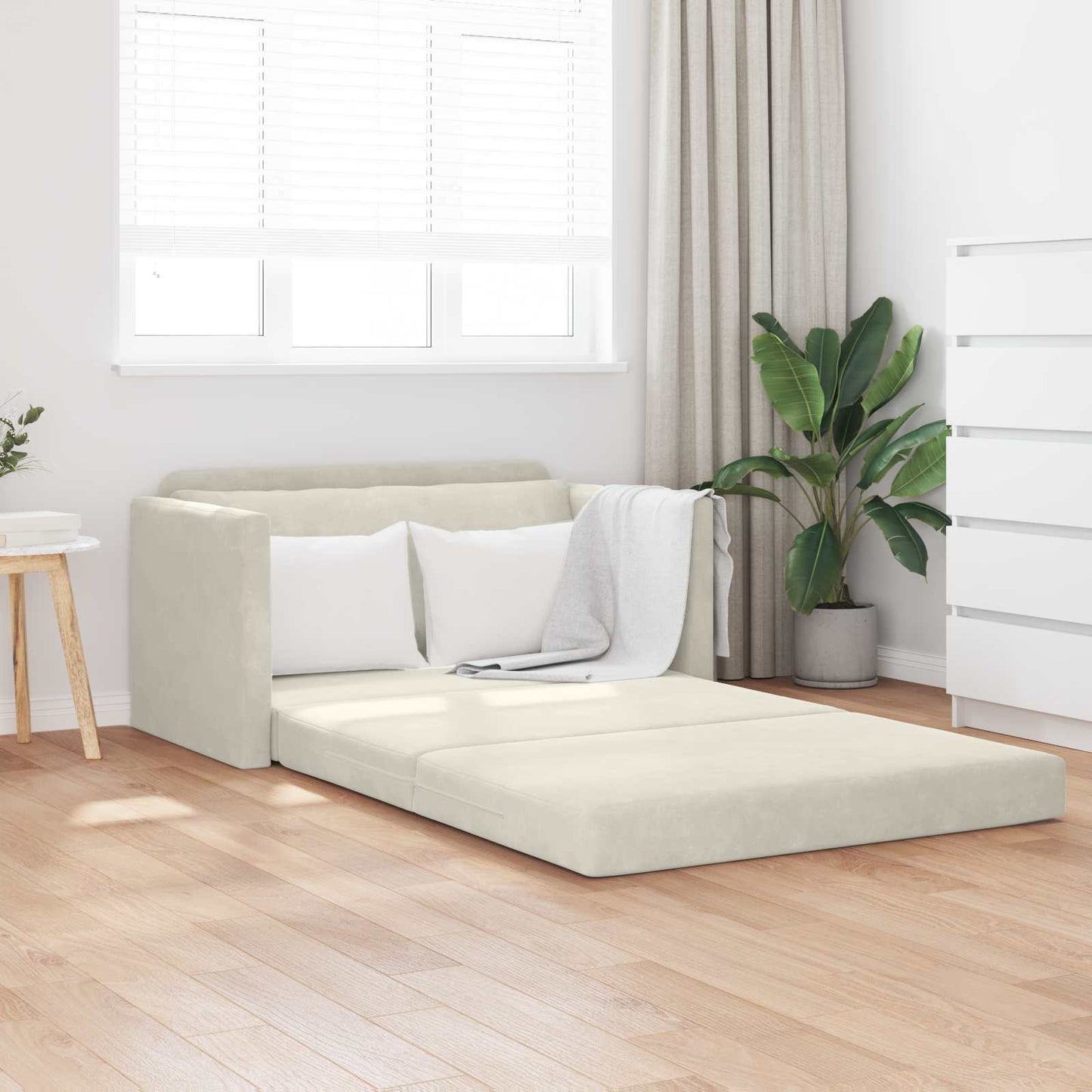 vidaXL Schlafsofa 110cm Creme Samt