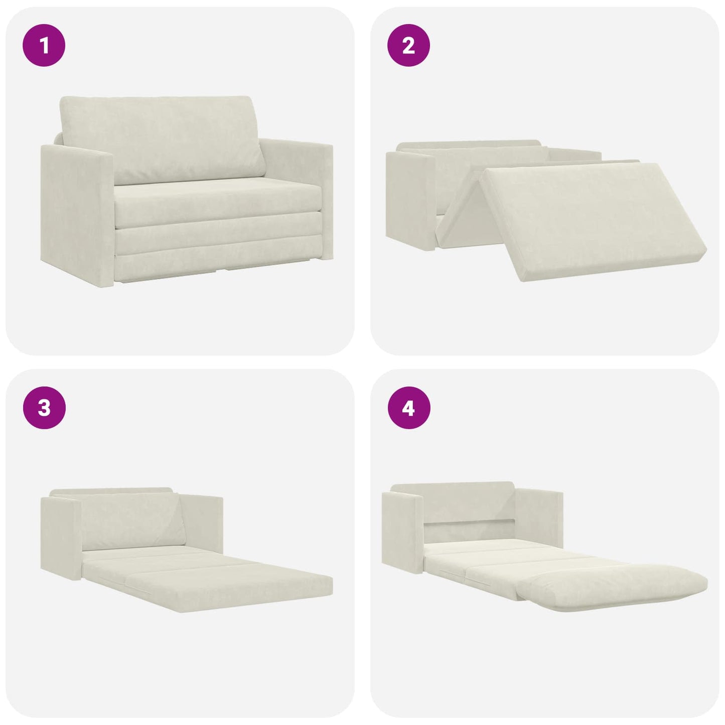 vidaXL Schlafsofa 110cm Creme Samt