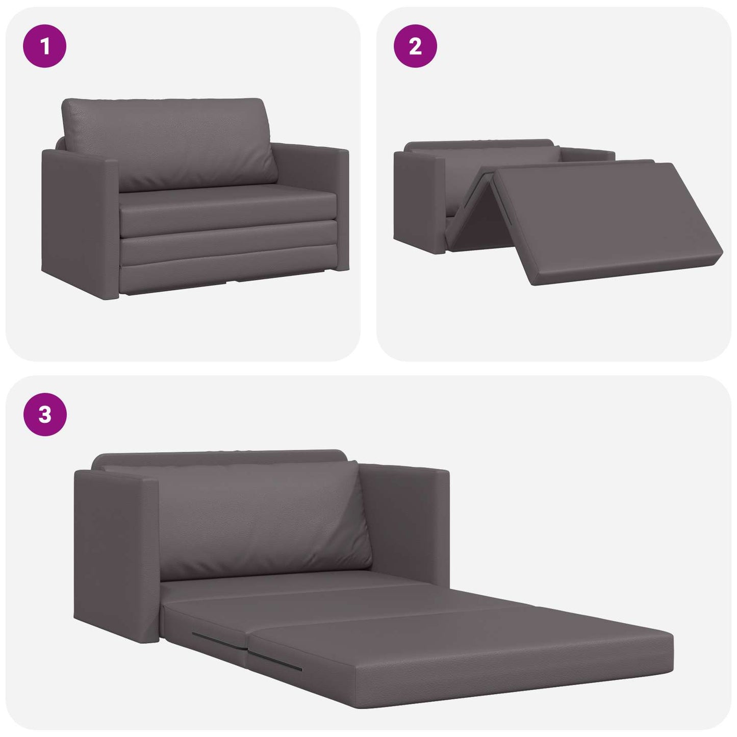 vidaXL Schlafsofa 110cm Grau Kunstleder