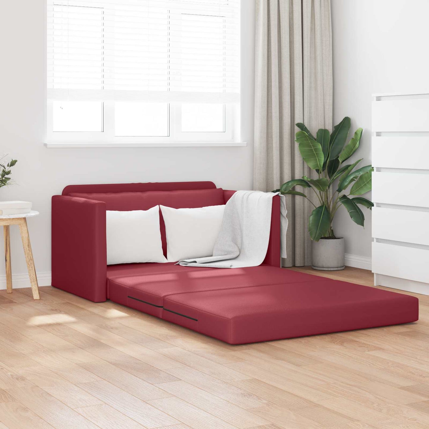 vidaXL Schlafsofa 110cm Weinrot Kunstleder
