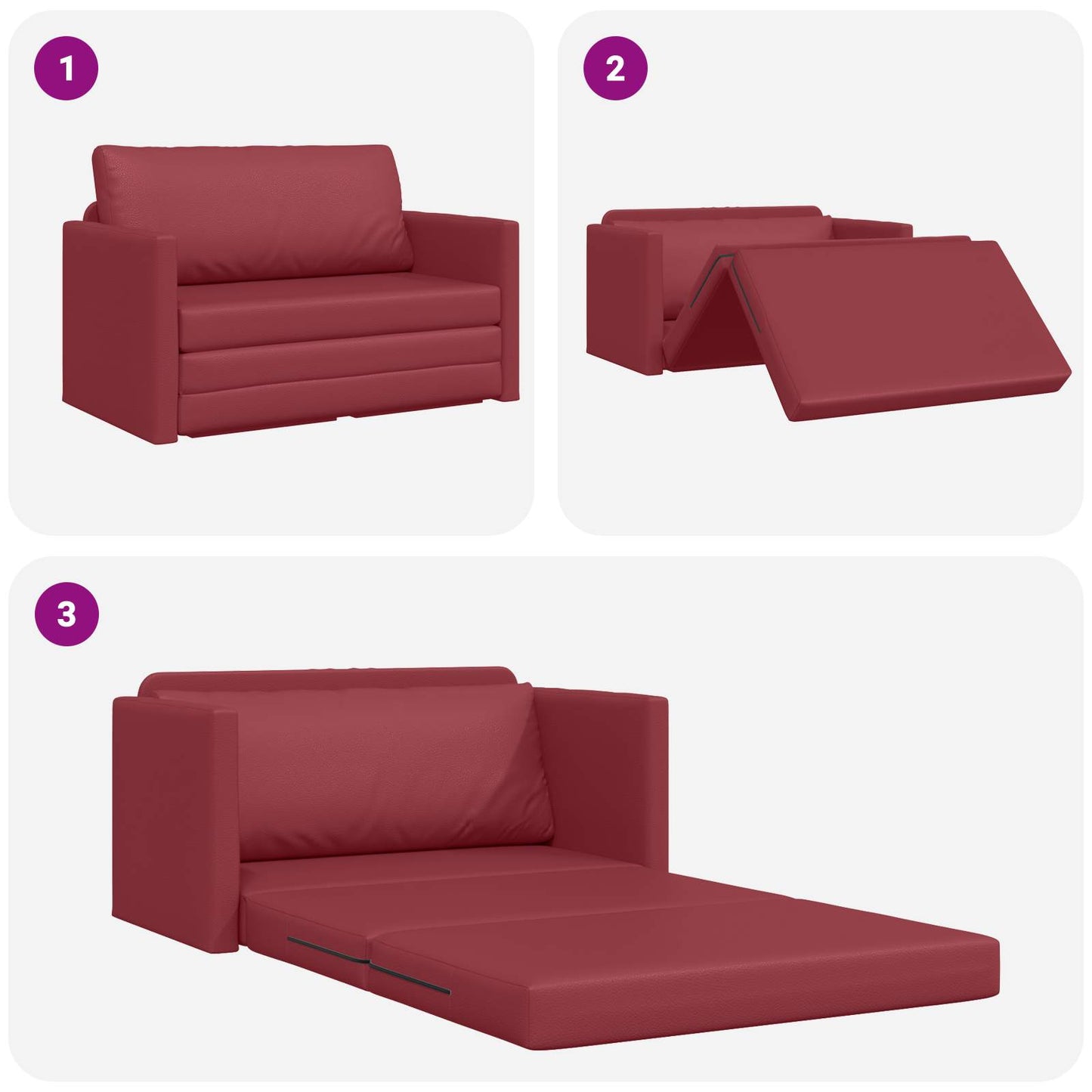 vidaXL Schlafsofa 110cm Weinrot Kunstleder