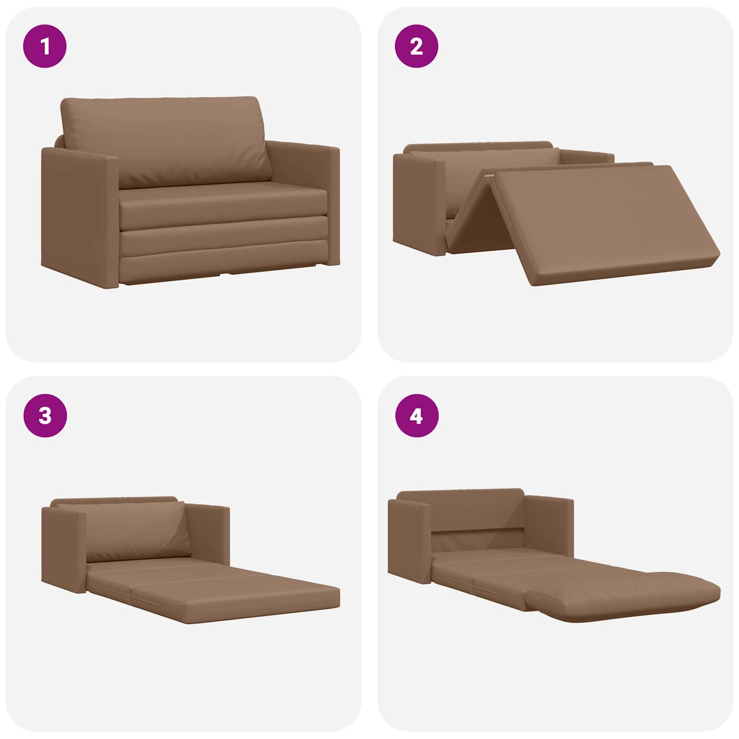 vidaXL Schlafsofa 110cm Cappuccino Kunstleder