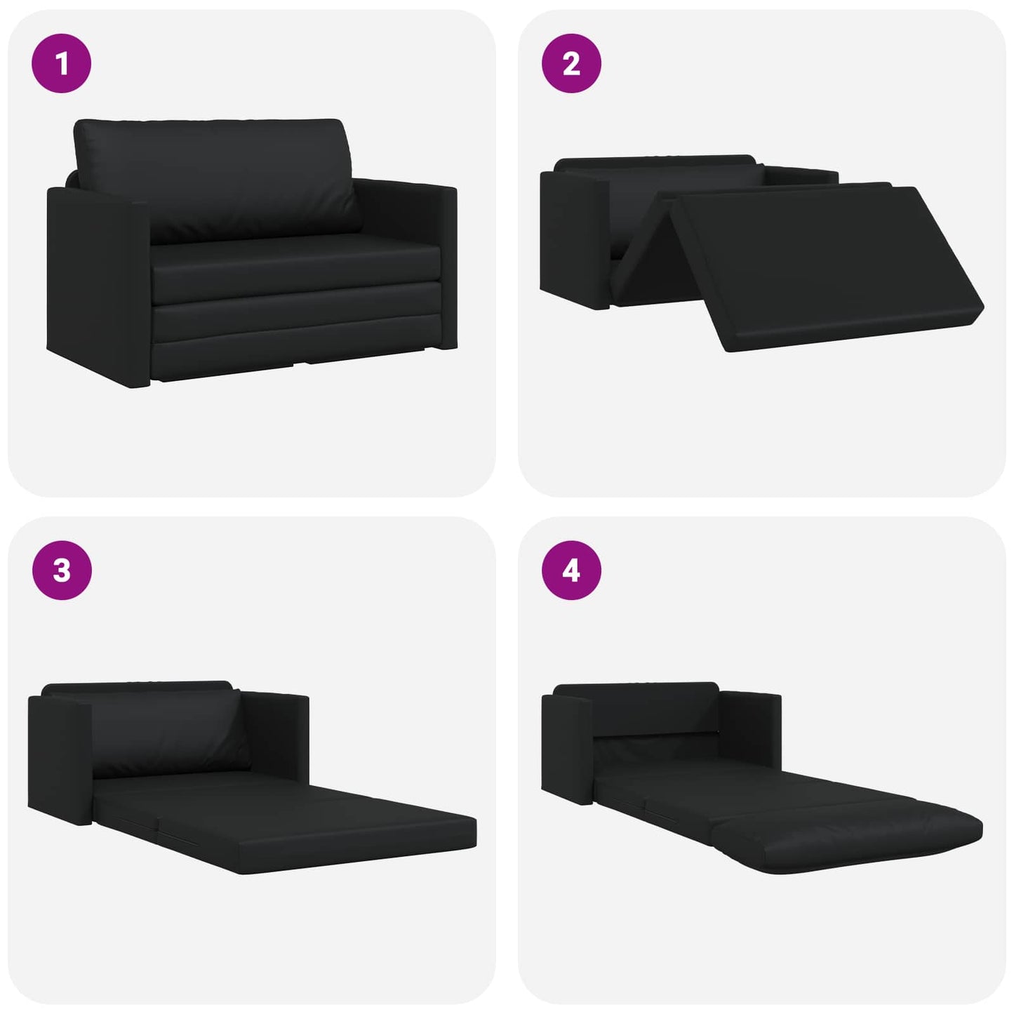 vidaXL Schlafsofa 110cm Schwarz Kunstleder