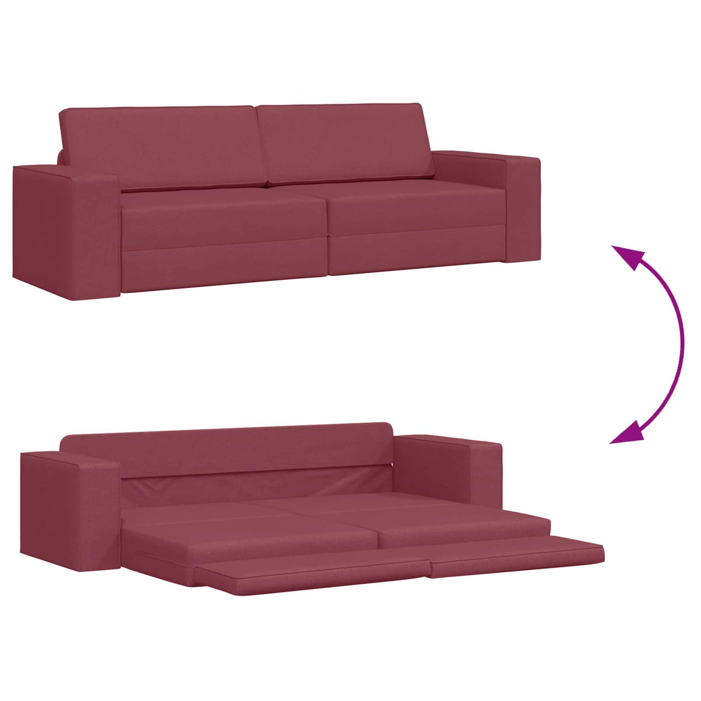 vidaXL Schlafsofa 200cm Weinrot Stoff