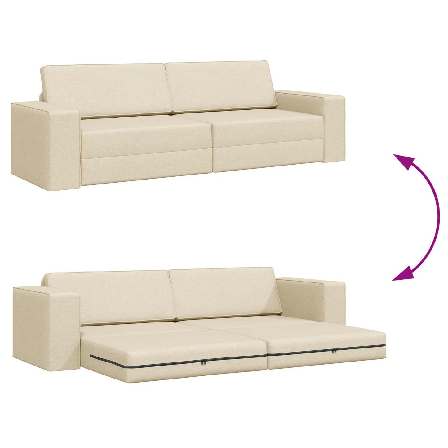 vidaXL Schlafsofa 200cm Creme Stoff
