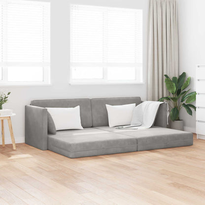 vidaXL Boden-Sofa-Bett 200cm Hellgrau Samt