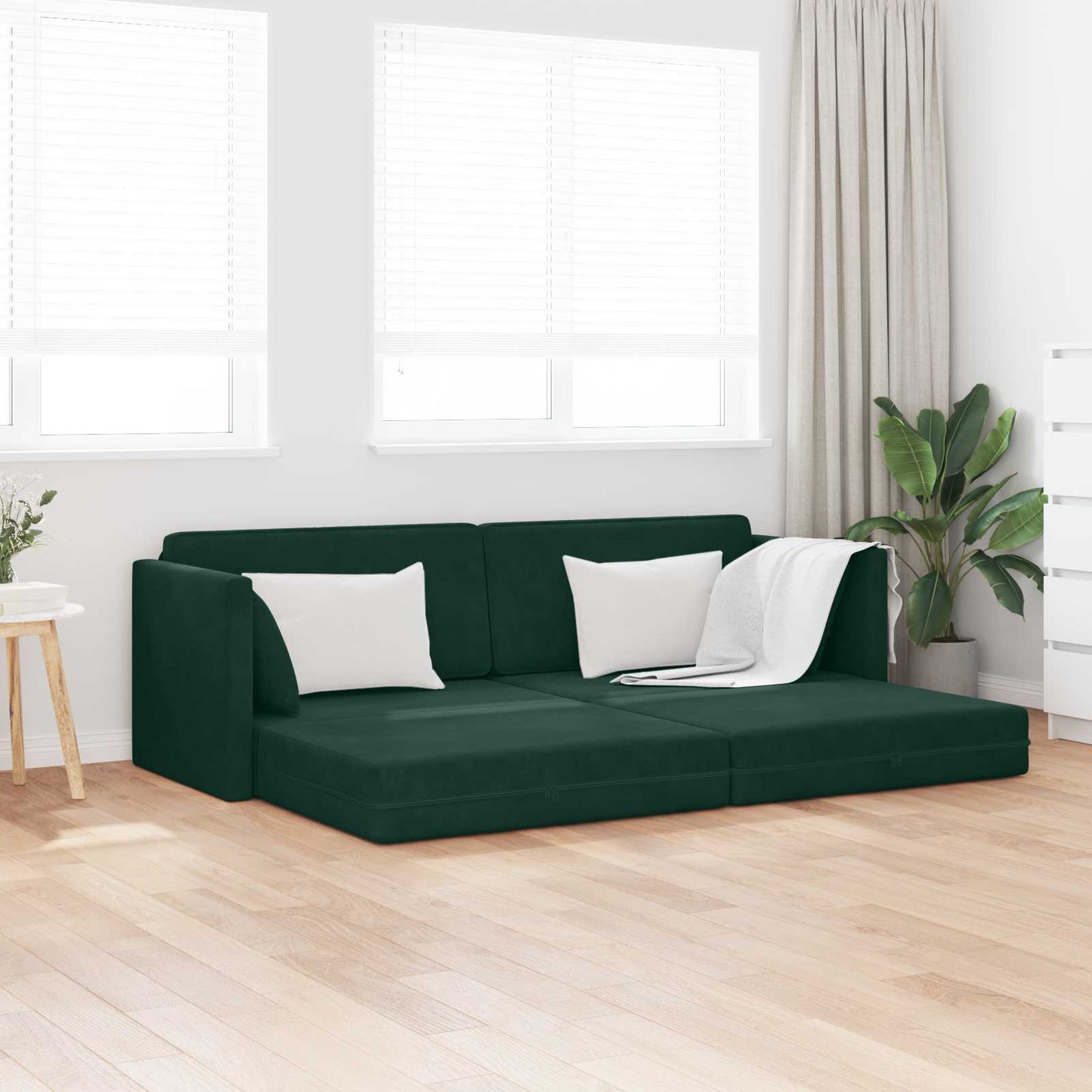 vidaXL Boden-Sofa-Bett 200cm Dunkelgrün Samt