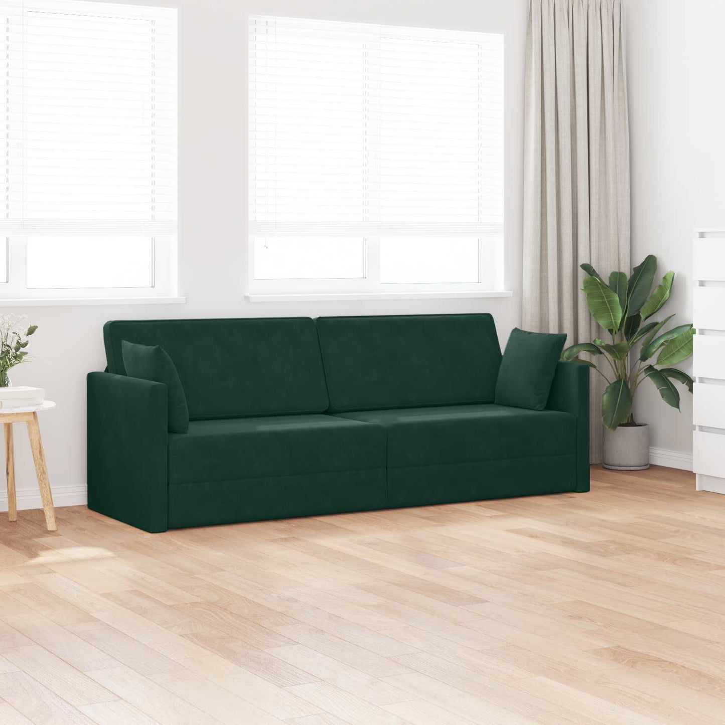 vidaXL Boden-Sofa-Bett 200cm Dunkelgrün Samt