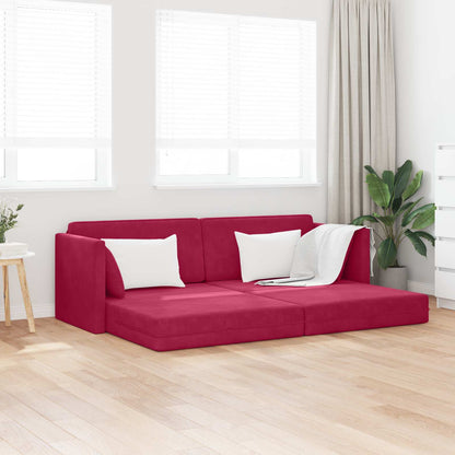 Boden-Sofa-Bett 200cm Weinrot Samt