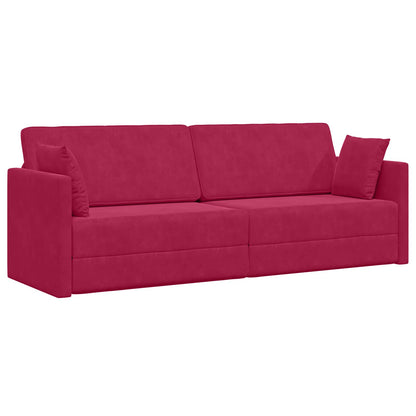 Boden-Sofa-Bett 200cm Weinrot Samt