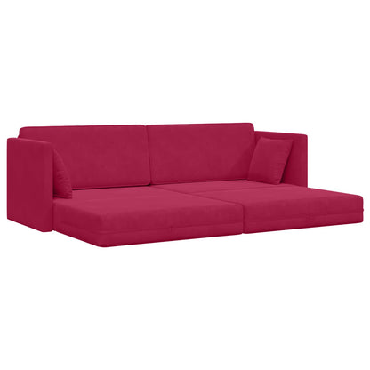 Boden-Sofa-Bett 200cm Weinrot Samt